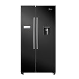 Hisense RS741N4WBE Freestanding American Side by side Door American Fridge Freezer 578 litre, Black, with Non-Plumbed Water Dispenser, Black, 90.8 × 179.3 × 74.3 cm (W×H×D)