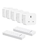 DEWENWILS Remote Control Sockets, 13A 3120W Heavy Duty Wireless On Off Power Switch, 30M/100FT Control Range, Remote Plug for Vacs, UKCA Listed (2 Remotes+5 Sockets)