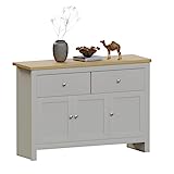 Vida Designs Arlington 2 Drawer 3 Door Sideboard, Engineered Wood, Grey & Oak, H 82 x W 117 x D 35 cm