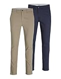 Jack & Jones Men's Jjimarco Jjdave Akm 2 Pack Noos Pants, Beige, 34W 30L UK