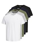 JACK & JONES Mens Jorvester JXJ 5 Pack T-Shirt Multi XXL