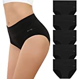 coskefy Underwear Women, High Waisted Cotton Knickers Ladies Full Briefs Stretchy Soft Panties Slight Tummy Control Pants (Pack of 5), M(UK 12)