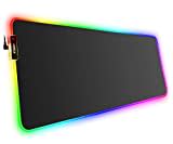 Hcman RGB Gaming Mouse Mat Pad, Large Thick (800×300×4mm) XXXL Extended Led Mousepad with Non-Slip Rubber Base, Soft Computer Keyboard Mice Mat for Macbook, PC, Laptop, Desk - Black