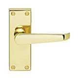 Carlisle Brass CBV31/BP - Victorian Straight Door Handles Lever Latch Set Polished Brass for Interior Doors 118x42mm Plate