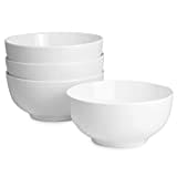 Porcelain Bowls - Set of 4 | 600ml White Bowl | Perfect for Deserts, Breakfasts & Soups | Dishwasher, Microwave & Oven Safe | M&W