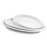 DOWAN Large Serving Platters - Oval Serving Plates, White Porcelain Platters Oven Safe, Dinner Plates Serving Dishes for Party, Meat, Appetizers, Dessert,3pcs(30cm/35.5cm/39cm)