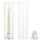 NUPTIO Hurricane Candlestick Holders Glass: 2 Pcs Clear Taper Candle Holder Tall Glass Candle Stick Outdoor Candleholder Cylinder Shade Wedding Centrepieces for Tables Christmas Party Decor