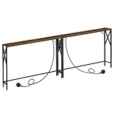 MAHANCRIS 2 Pack Console Table with Charging Station, 100 CM Narrow Sofa Table, Long Entryway Table, Hallway Table with USB Ports, Behind Couch Table with Power Outlets, Rustic Brown ACTHR151KE01S2VN1