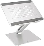 Amazon Basics Adjustable Ergonomic Laptop Stand, Multi-Angle with Heat Vent, For Laptops 10 (25.4 cm) - 17 Inches (43.2 cm), Silver