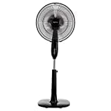 Amazon Basics Height & Tilt Angle Adjustable Oscillating Digital Dual 3-Blade 3-Speed Standing Pedestal Fan with Remote Control, Black