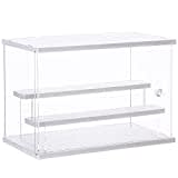 CECOLIC Acrylic Display Case Clear Display Storage Box Countertop Cube for Collectibles, Action Figures, Miniature Figurines Dustproof Protection Storage & Organizing (White, 31.5x18x21.8cm)