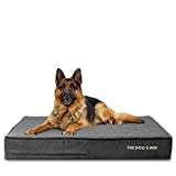 The Dog’s Bed Orthopaedic Memory Foam Dog Bed with Enhanced Support, XL Grey Plush 117x71x15cm, Waterproof, Supportive Dog Bed with Replaceable Covers, Veterinary Approved