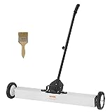 VEVOR 55Lbs Rolling Magnetic Sweeper with Wheels,Push-Type Magnetic Pick Up Sweeper, 24-inch Large Magnet Pickup Lawn Sweeper with Telescoping Handle, Easy Cleanup of Workshop Garage Yard