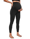 CRZ YOGA Women's Butterluxe 25" Maternity Leggings - Over Bump Workout Leggings Pregnancy Soft Belly Support Yoga Pants Black 10