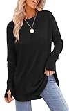 Aokosor Womens Tunic Tops for Leggings Ladies Plus Size Clothing Black Long Sleeve Jumpers Sweatshirts Size 22-24 Thumbholes