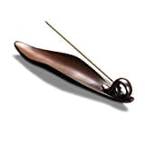 9" Length Incense Stick Holder with 3 Holes, Ceramic Incense Ash Cather for Counters, Meditation Room, Yoga, Home, Office (Brown)