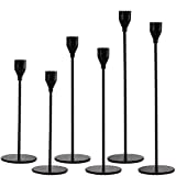 Suwimut Set of 6 Matte Black Candle Holders, Tall Candlestick Holder for Taper Candles, Decorative Table Metal Candle Stand for Dinning, Wedding, Party, Fits 3/4 Inch Slim Candles and Led Candles