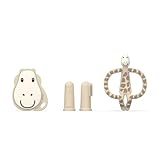 Matchstick Monkey, Antimicrobial Teething Starter Set - 1 Flat Face Teether, 1 Animal Teether, 2 Silicone Finger Toothbrushes, 3 Months Old+, Gigi Giraffe