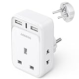 UK to European Plug Adaptor with 3 USB Ports(1 20W USB C Ports) and 2 Shaver Adapter Plug for Universal Shaver/Toothbrush, European Plug Adapter for Germany Spain Greece Iceland Poland etc (Type E/F)