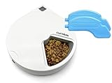 Cat Mate C500 Automatic 5 Bowl Pet Feeder with Digital Timer For Wet or Dry Pet Food, For Cats and Small Dogs, 5 Meals Up To 330g Each, with Twin Ice Packs for Food Freshness , White