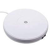 fotoconic White Electric Motorized Rotating Turntable Display Stand with LED, 25cm Diameter, 10KG Centric Loading for Shop Display