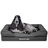 The Dog’s Bed, Orthopaedic Memory Foam Waterproof Dog Bed, Medium, Grey & Black Trim, Eases Arthritis & Hip Dysplasia Pain, Therapeutic & Supportive, Washable Oxford Fabric Cover, Veterinary Approved