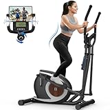 Elliptical Cross Trainer For Home Gym,16 Level Resistance Magnetic Elliptical Machine, Ultra-Quiet Compact Cross Trainer with LCD Display, Device Holder, Pulse Sensors, 120KG Load Capacity, Black