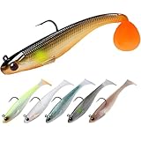 TRUSCEND Fishing Lures for Pike Trout, Soft Plastic Lures Swimbaits Pre-Rigged Ultra-Sharp BKK or VMC Hooks, Walleye Perch Bass Fishing Jigs Artificial Bait, Fishing Tackle for Saltwater & Freshwater