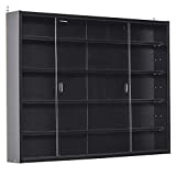 HOMCOM 5-Tier Wall Display Shelf Unit Cabinet w/ 4 Adjustable Shelves Glass Doors Home Office Ornaments 60x80cm Black