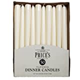 Price's Candles - Tapered Dinner Candles - Pack of 50 - Ivory - Dripless - Unscented - 7 Hour Burn Time