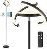 FIMEI Floor Lamp, Stepless Dimming & 3000K - 6000K Color Temperatures, Remote/Touch Independent Control, Eye-Protecting, Uplighter Floor Lamp for Living Room, Central Lamp Upward, Black