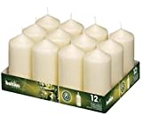 Bolsius Tall Pillar Candles 120 mm (Pack of 12), Ivory, Size: 58(Dia) x 120(H)mm, Up to 39 Hours Burn Time per Candle, Low Smoke Wax, DB087