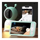 BOIFUN 2K Wifi Video Baby Monitor, Night Light, App&5'' Screen Control, 360° Camera, Motion&Cry Detection, Auto Tracking, 3000mAh Battery, Smart Humidity & Temperature Sensor, Night Vision, Alert Area