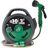 Pelle & Sol 10M Garden Hose Reel with 7 Adjustable Spray Nozzle Gun| Garden Hose with Hose Connector | Mini Hose Reel Garden Accessories | Lawn & Garden Watering Equipment - Green