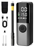 Electric Bike Pump, 150Psi Portable Bicycle Tire Pump with Digital Pressure Gauge for Road Bike, Mountain Bike, E-Bike, Motorcycle with Presta, Schrader, Dunlop Valve Accessories