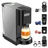 5 in 1 Espresso Single Serve Coffee Machine for Nespresso Original/Dolce Gusto/Lavazza Mio/L’OR/Ground Capsule and ESE Coffee Pods,19Bar multi-Capsule Coffee Machine AC-513HF (Black-FH)