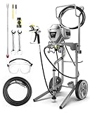 InoKraft MaXpray M3 Cart Airless Paint Sprayer, 2024 Version Highly Efficient Thinning-Free Minimal Overspray for Up to 15 Gallon DIY Painting Projects Home Interior & House Exterior, 25ft hose × 2