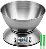 Etekcity Electronic Kitchen Scales with Stainless Steel Mixing Bowl, Timer and Temperature Sensor, Digital Wet and Dry Food Weighing Scale for Cooking and Baking-11lb/5kg