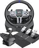 PXN V9 Gen2 Gaming Steering Wheel with Pedals and Shifter - 270°|900° Racing Wheel, Vibration Feedback, Hall Effect Pedal, Paddle Shifters, Tools APP - Steering Wheel for PC, PS3, PS4, Xbox