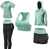 Women's 5pcs Yoga Suit Sportsuits Running Jogging Gym Workout Outfit Women's Activewear Sets Sport Yoga Exercise Fitness Clothing