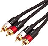 Amazon Basics 2 RCA Audio Cable for Amplifier,Active Speakers or Subwoofer with Gold-Plated Plugs, 2.4 m, Black