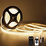 TTWAY COB LED Strip Lights 2700K, Dimmable LED Strip Kit, Super Bright 24V LED Tape Lights CRI90+ with RF Remote and UKCA Power Supply for DIY Home Decoration, 5M, 2400LEDs, Warm White.