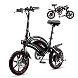 DYU Electric Bike, 14 inch Portable E-bike with 36V 10AH Lithium Battery, Folding Electric Bicycle with Pedal Assist, Height Adjustable, Lightweight 17KG, Compact Portable, Unisex Adult