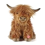 Living Nature Highland Cow Brown Soft Toy Farm Toy with Sound | Soft Toy Gift for Kids | 22 cm