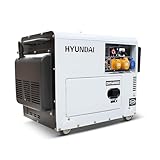 Hyundai Silenced Standby Diesel Generator 5.2kW/ 6.5kVA, Electric Start & Single Phase Low noise sound attenuated canopy with large 13L fuel tank 1 Year Warranty