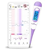 Digital Basal Thermometer Ovulation with Backlight LCD Display, Premom APP(NOT Bluetooth), 1/100th Degree High Precision, Memory Recall, Ovulation Tracking, Charting & Natural Family Planning, Purple