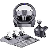 PXN V9 GEN2 PC Steering Wheel and Shifter and Pedal, Gaming Steering Wheel with Paddle Shifters, Hall-effect Pedal, 6+R Shifter, Racing Steering Wheel for PS4, PS3, Xbox Series X/S, Xbox One, PC