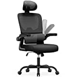 naspaluro Office Chair, Ergonomic Office Chair with Lumbar Support, High Back Home Office Desk Chair Computer Chair, Adjustable Headrest and Flip-up Armrests, Swivel Mesh Task Chair-Black