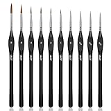 Fine Detail Brushes with Triangular Handles,10 Miniature Brush for Fine Detailing & Art Painting,Acrylic&Nail, Models,Watercolour, Miniatures,Oil, Wargaming figures.(golden maple series）