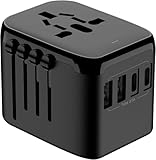 Universal Travel Adapter, 5 in 1 International Travel Plug Adapter with 2 USB A and 2 USB C, Worldwide Travel Plug Adaptor UK to European Power Socket Charger for EU USA UK AUS Asia